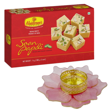 Soan Papdi 1 kg with Medium Diya 