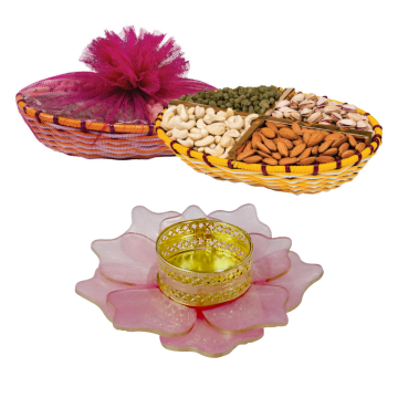 Fancy Dry Fruits Tokni (E1) with Medium Diya