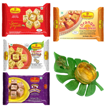 Soan Papdi Pack of 4 (250 g x 4) with Medium Diya 