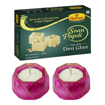 Soan Papdi Desi Ghee (500 g) with 2 Small Diya