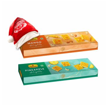 Mango Delight (125g), Pineapple Delight (125g) Combo pack with Christmas Cap