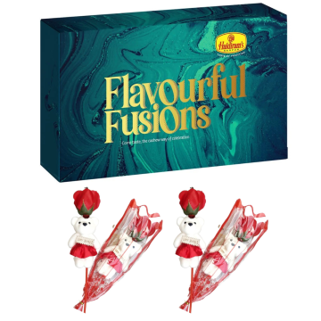 Flavourful Fusions - Kaju (500 gms) With Two Valentine Tedi-Rose